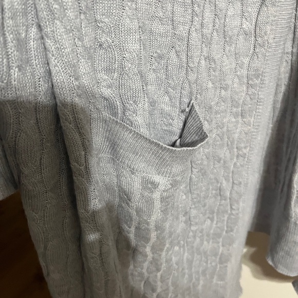 🤎 4X Woman Within Light Gray Cable Knit Long Duster Cardigan - Picture 3 of 9